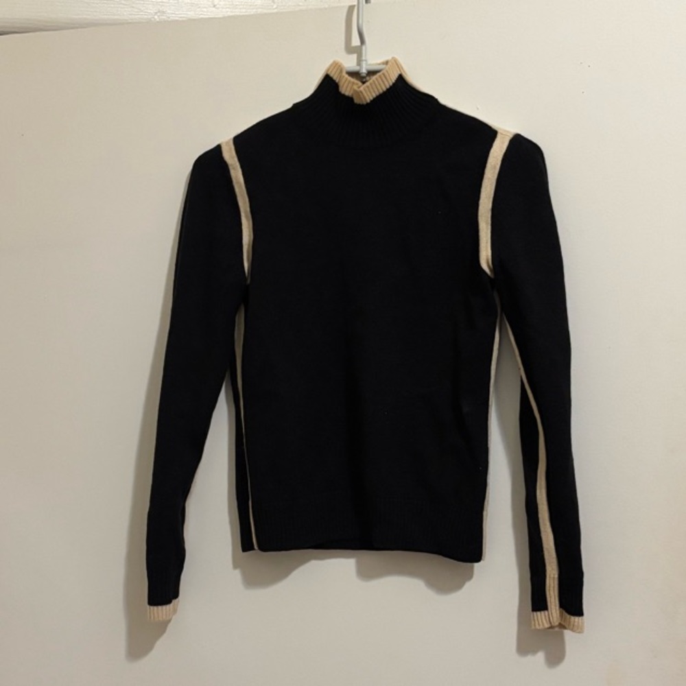 Chic Black and Tan Turtleneck Sweater